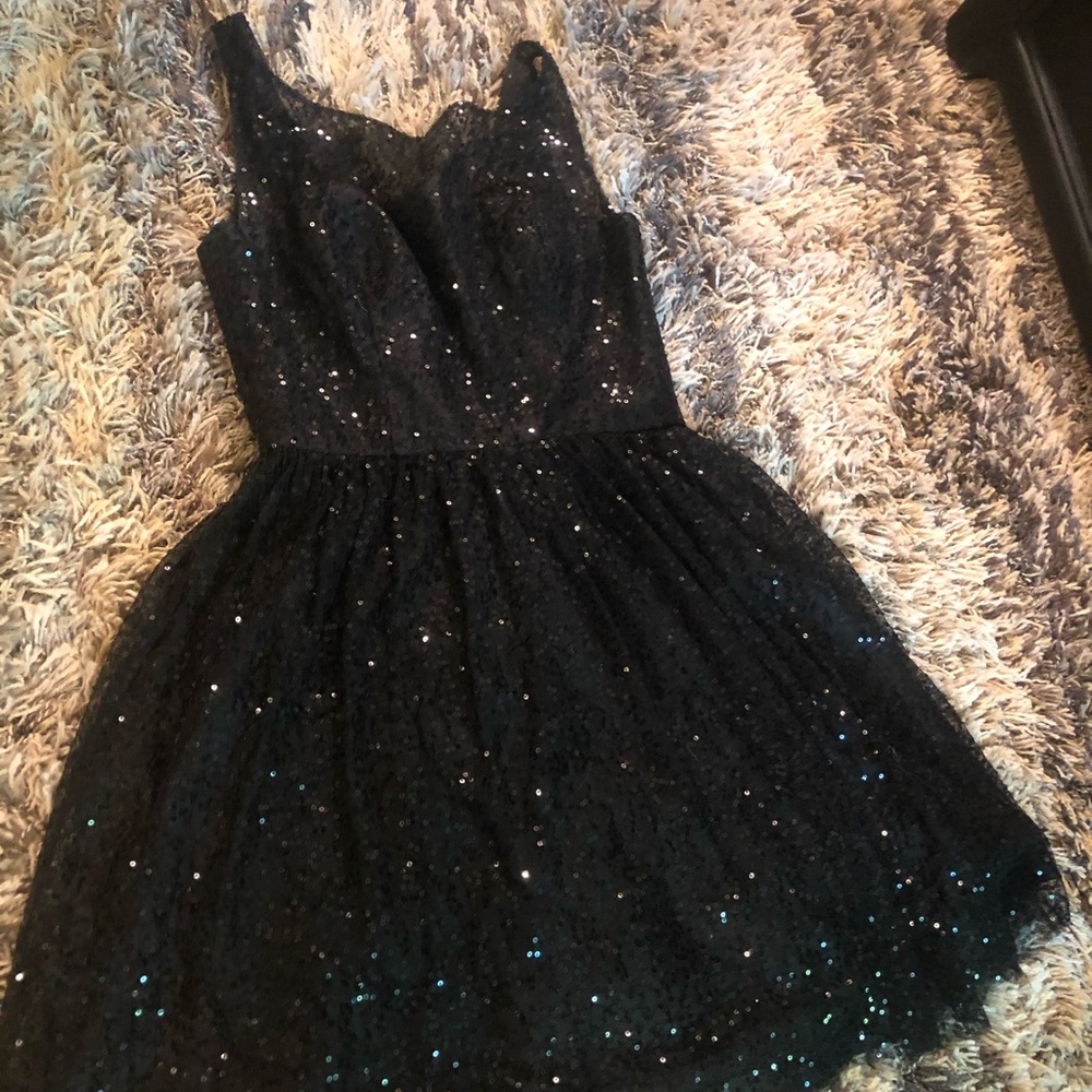 Black sequence dress with sheer neck